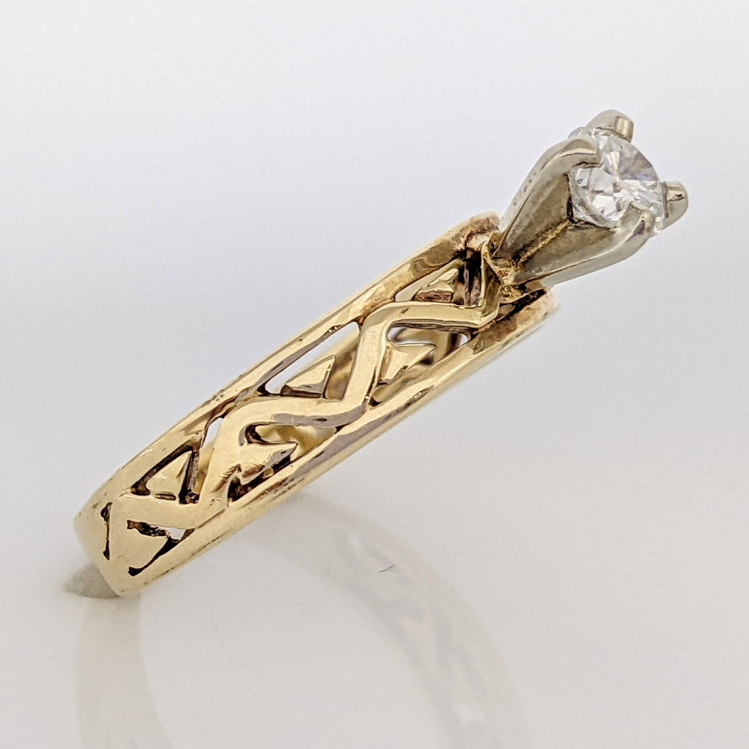 14K .30 CARAT TOTAL I1 H DIAMOND ROUND AZTEC DESIGN SOLITAIRE ESTATE RING 2.2 GRAMS