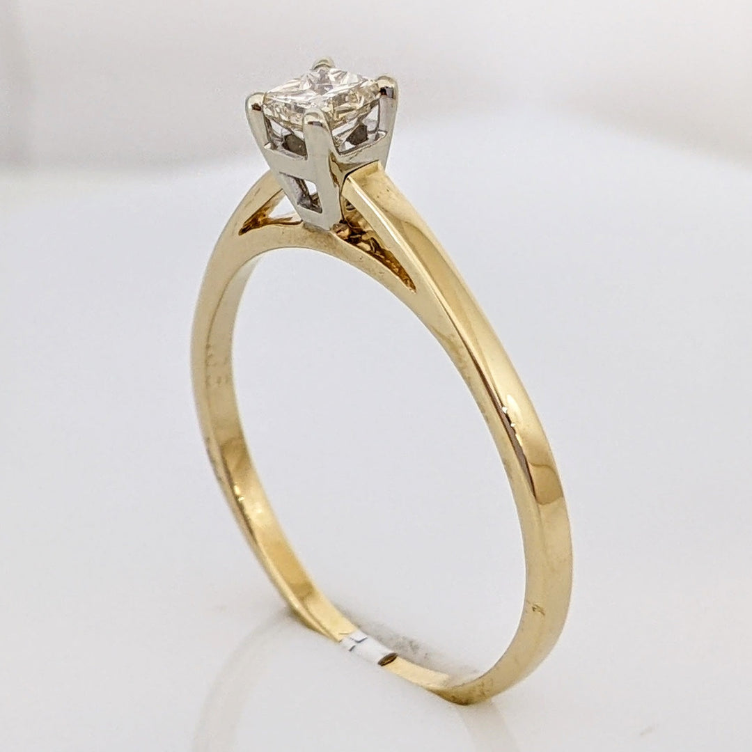 14K .36 CARAT TOTAL I1 J DIAMOND PRINCESS CUT SOLITAIRE ESTATE RING 2.2 GRAMS