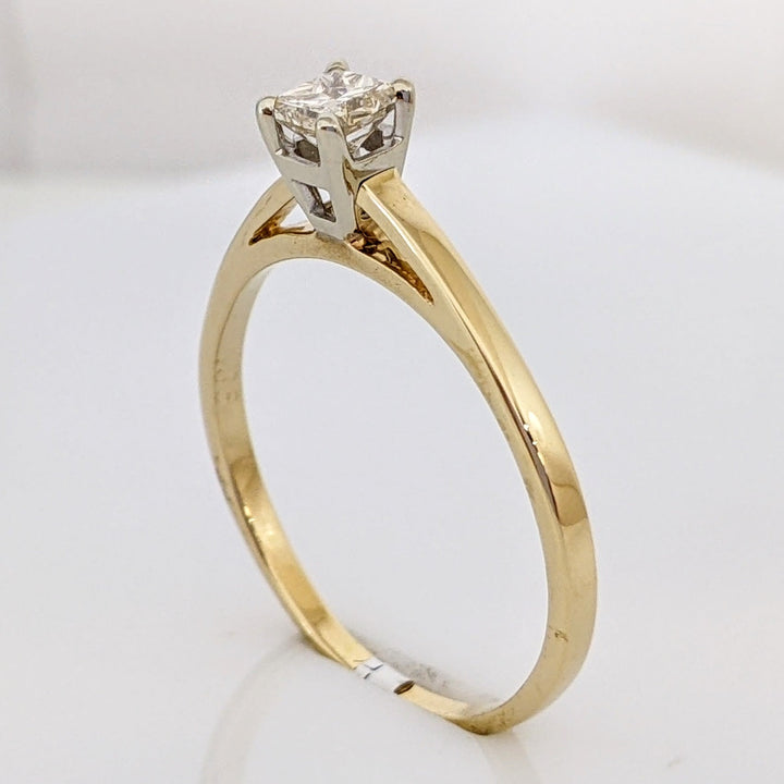 14K .36 CARAT TOTAL I1 J DIAMOND PRINCESS CUT SOLITAIRE ESTATE RING 2.2 GRAMS