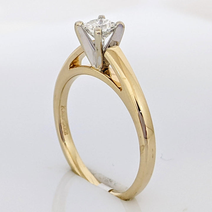 14K .25 CARAT TOTAL SI3 H DIAMOND PRINCESS CUT RAISED SHANK SOLITAIRE ESTATE RING 2.6 GRAMS