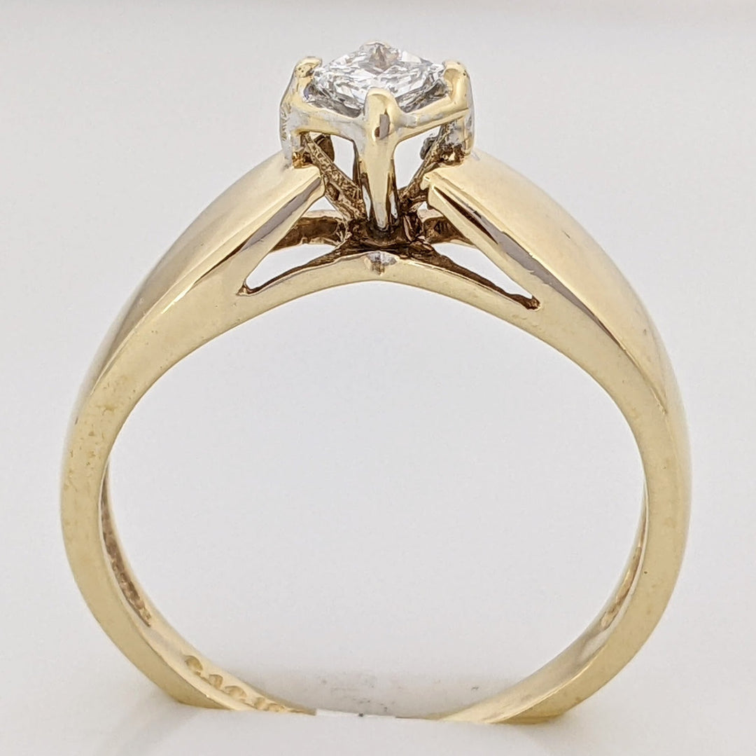 14K .18 CARAT TOTAL DIAMOND PRINCESS CUT FANCY SHANK SOLITAIRE ESTATE RING 2.0 GRAMS