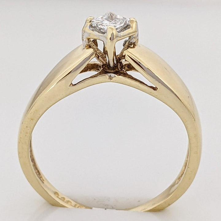 14K .18 CARAT TOTAL DIAMOND PRINCESS CUT FANCY SHANK SOLITAIRE ESTATE RING 2.0 GRAMS