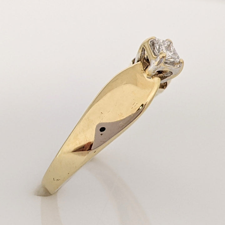 14K .18 CARAT TOTAL DIAMOND PRINCESS CUT FANCY SHANK SOLITAIRE ESTATE RING 2.0 GRAMS