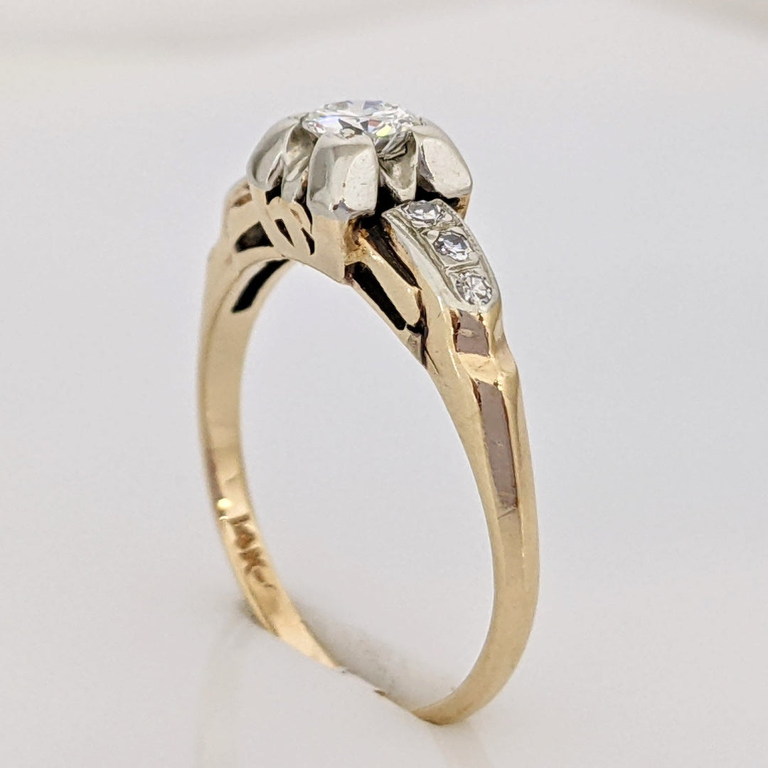14K .26 CARAT TOTAL WEIGHT SI1 H ROUND DIAMOND (7) VINTAGE ESTATE RING 5.0 GRAMS