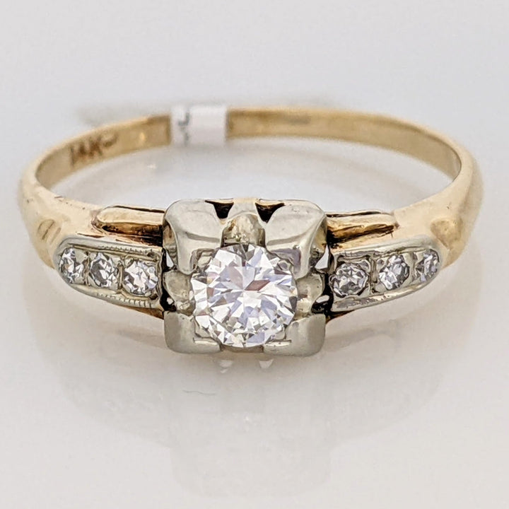 14K .26 CARAT TOTAL WEIGHT SI1 H ROUND DIAMOND (7) VINTAGE ESTATE RING 5.0 GRAMS