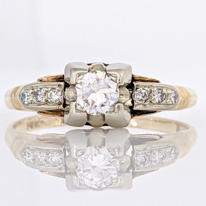 14K .26 CARAT TOTAL WEIGHT SI1 H ROUND DIAMOND (7) VINTAGE ESTATE RING 5.0 GRAMS