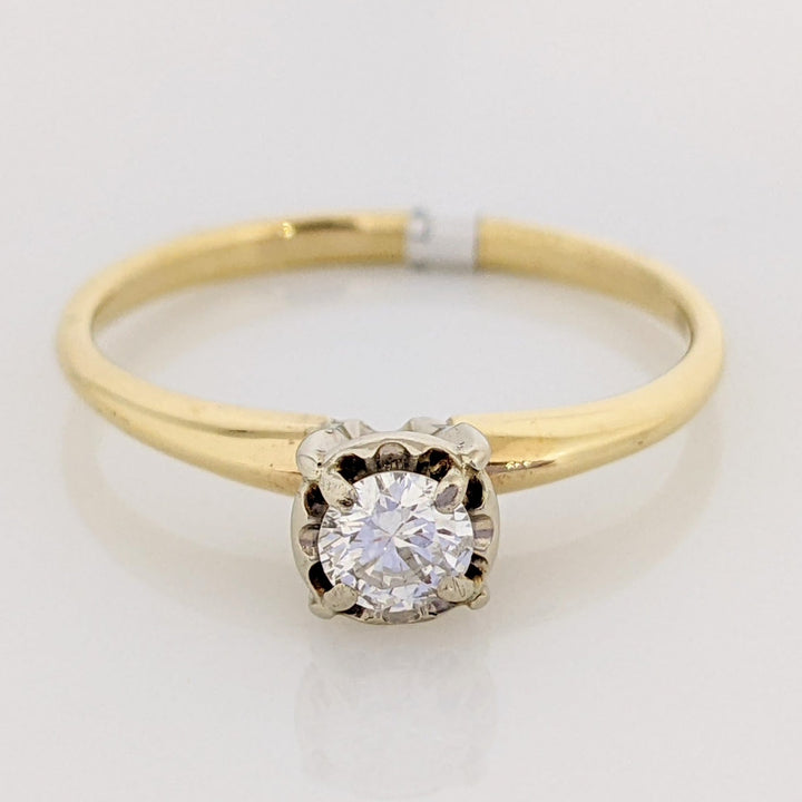 14K .25 CARAT TOTAL SI3 H ROUND DIAMOND ILLUSION HEAD SOLITAIRE ESTATE RING