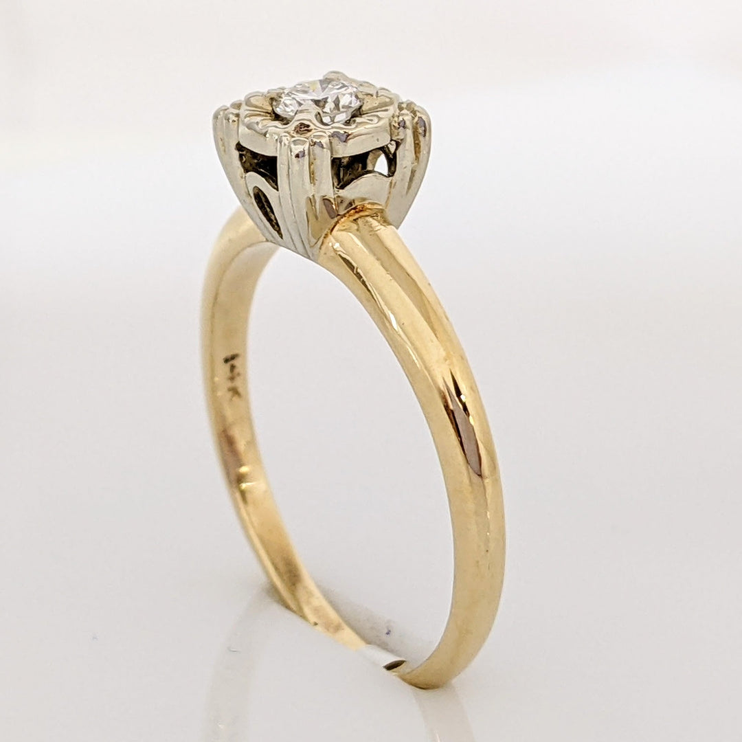 14K .16 CARAT TOTAL SI1 G ROUND DIAMOND BOXHEAD ILLUSION SOLITAIRE ESTATE RING 2.6 GRAMS