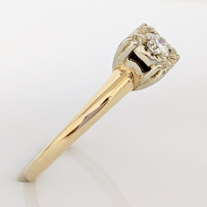 14K .16 CARAT TOTAL SI1 G ROUND DIAMOND BOXHEAD ILLUSION SOLITAIRE ESTATE RING 2.6 GRAMS