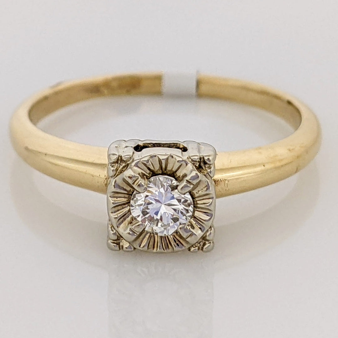 14K .16 CARAT TOTAL SI1 G ROUND DIAMOND BOXHEAD ILLUSION SOLITAIRE ESTATE RING 2.6 GRAMS