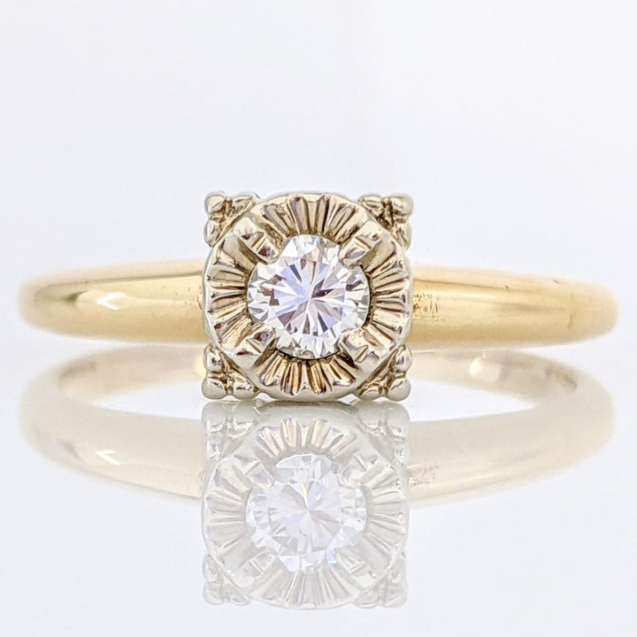 14K .16 CARAT TOTAL SI1 G ROUND DIAMOND BOXHEAD ILLUSION SOLITAIRE ESTATE RING 2.6 GRAMS