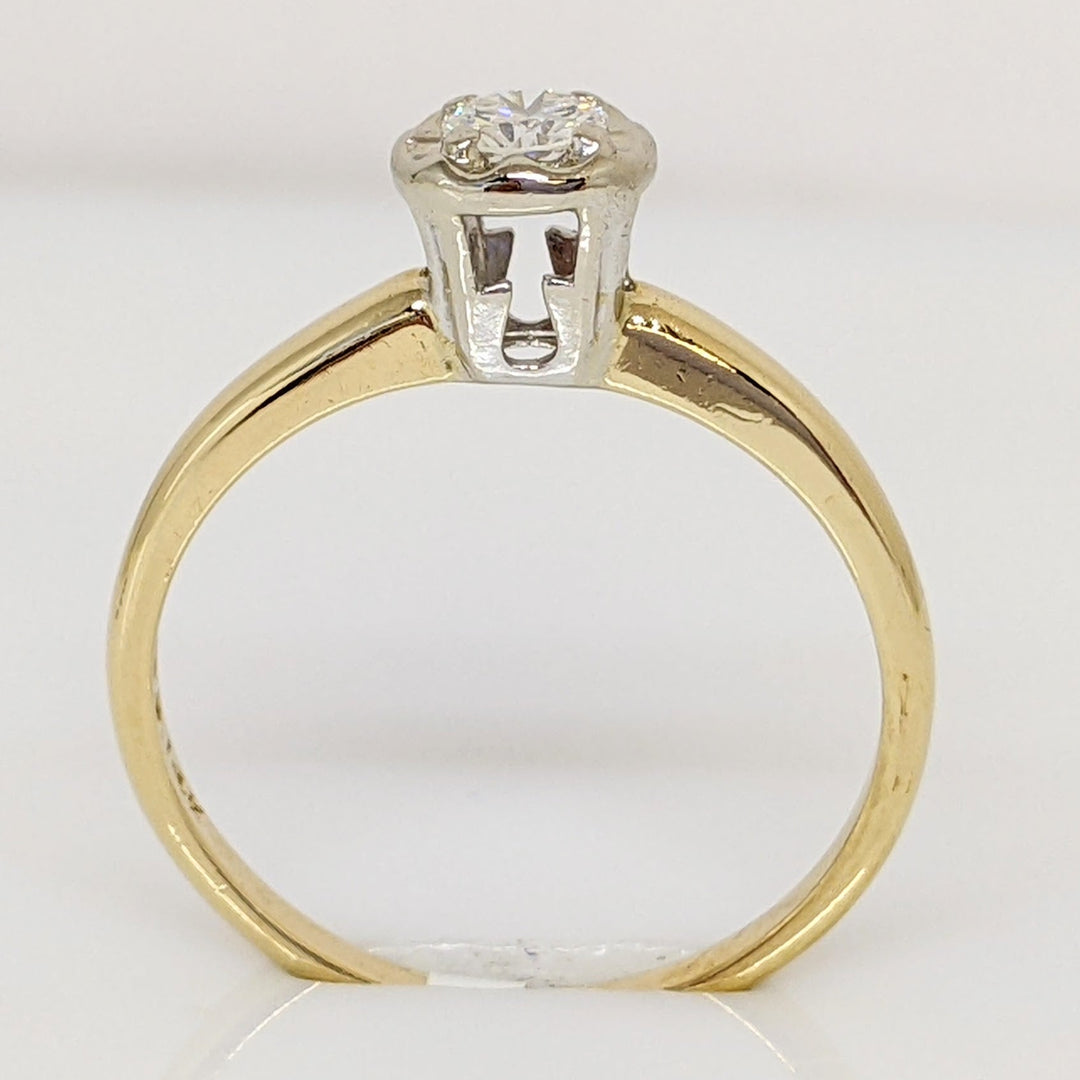 14K .19 CARAT TOTAL SI2 G DIAMOND ROUND ILLUSION HEAD SOLITAIRE ESTATE RING 2.1 GRAMS