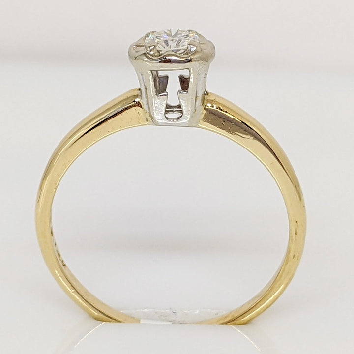 14K .19 CARAT TOTAL SI2 G DIAMOND ROUND ILLUSION HEAD SOLITAIRE ESTATE RING 2.1 GRAMS