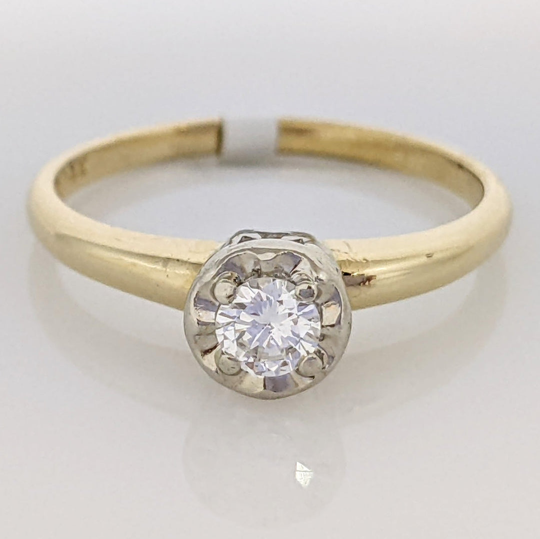 14K .19 CARAT TOTAL SI2 G DIAMOND ROUND ILLUSION HEAD SOLITAIRE ESTATE RING 2.1 GRAMS
