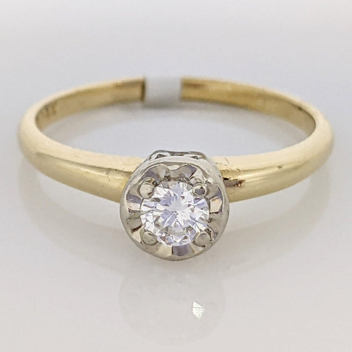 14K .19 CARAT TOTAL SI2 G DIAMOND ROUND ILLUSION HEAD SOLITAIRE ESTATE RING 2.1 GRAMS