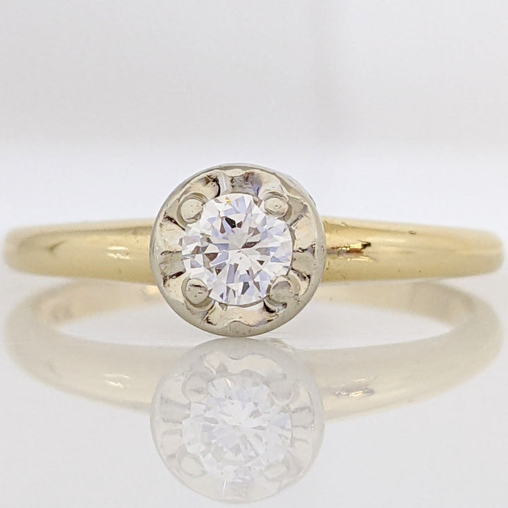 14K .19 CARAT TOTAL SI2 G DIAMOND ROUND ILLUSION HEAD SOLITAIRE ESTATE RING 2.1 GRAMS