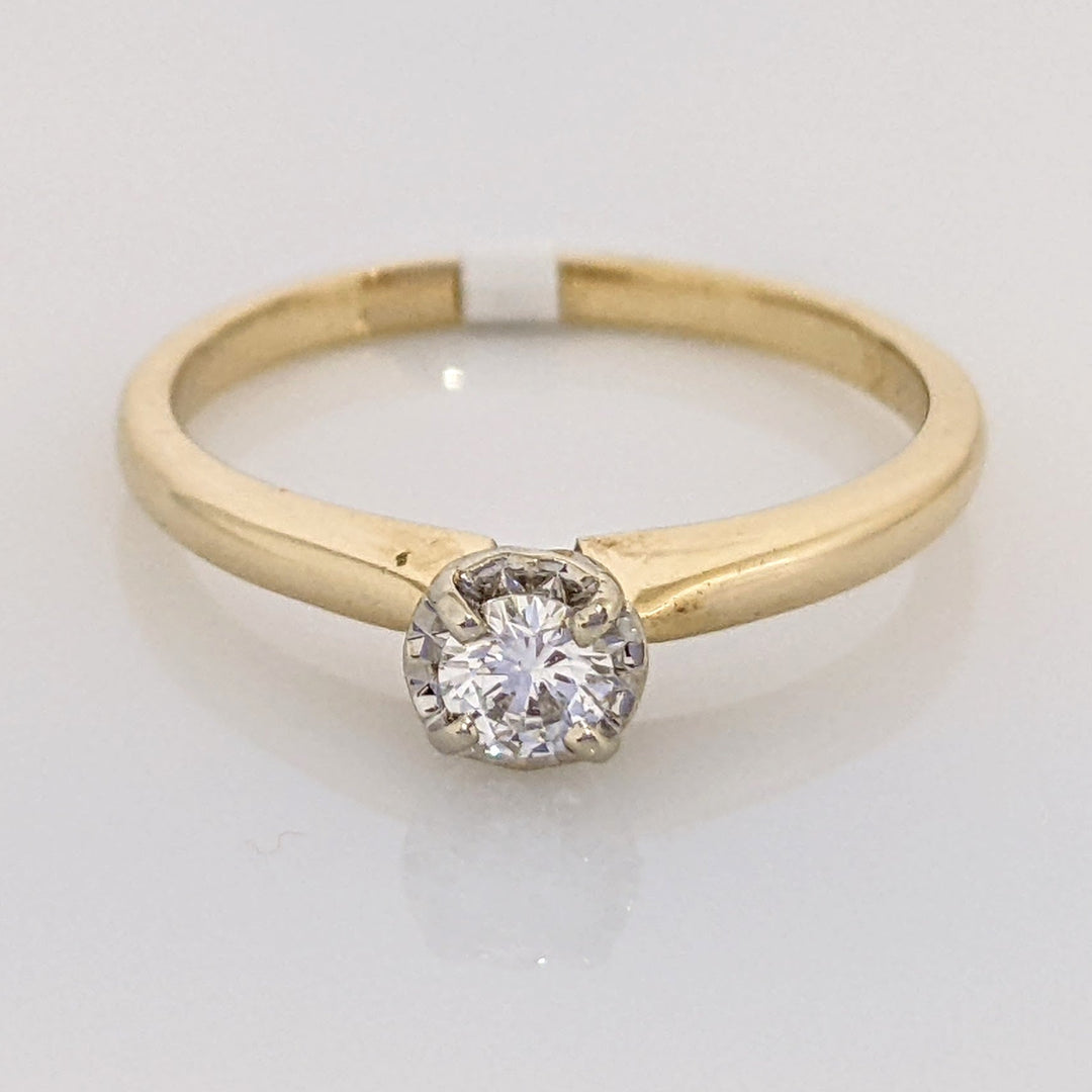 14K .15 CARAT TOTAL SI2 G DIAMOND ROUND ILLUSION HEAD SOLITAIRE ESTATE RING