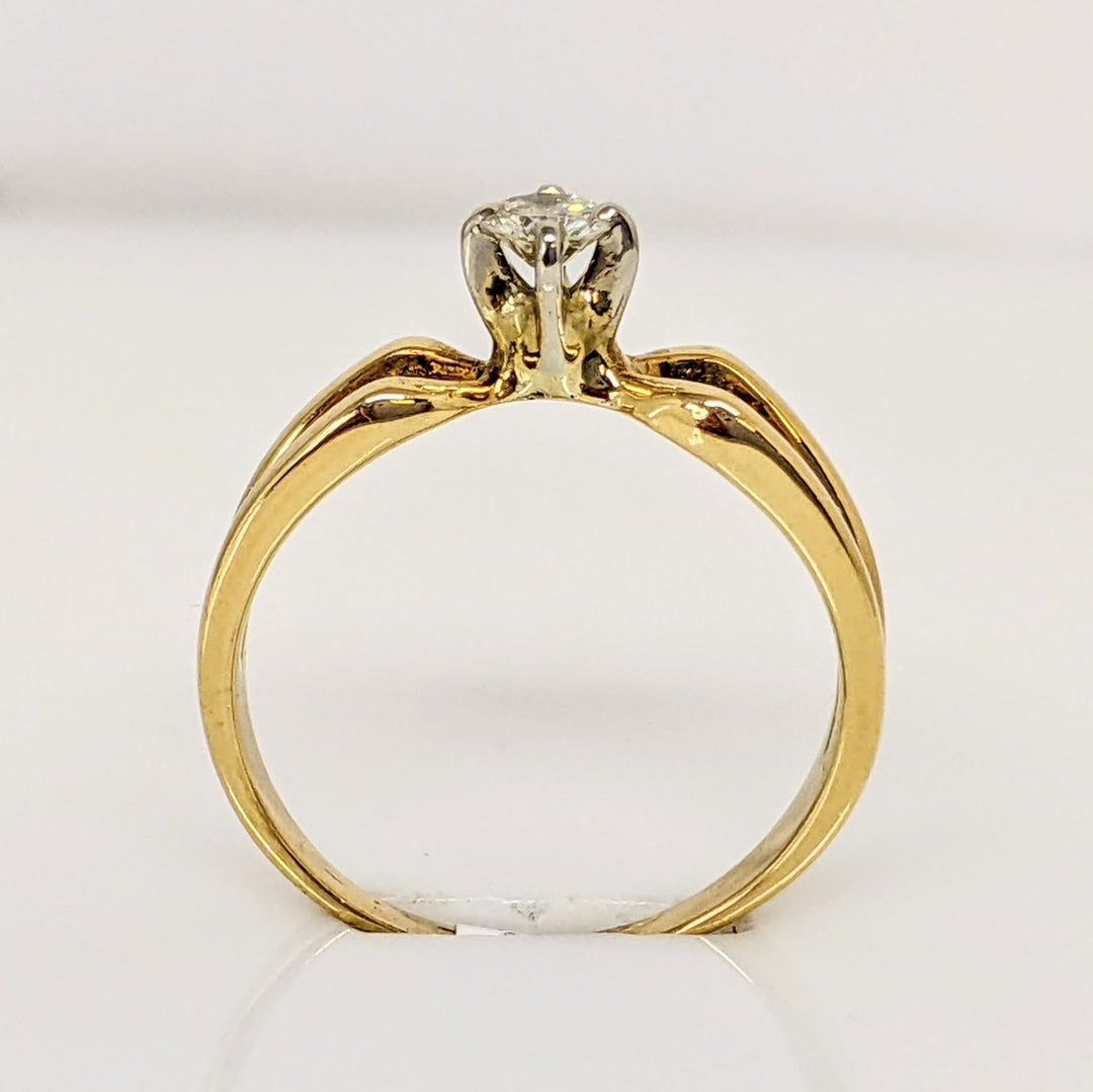 10K .16 CARAT TOTAL VS2 J DIAMOND ROUND SPLIT SHANK SOLITAIRE ESTATE RING 2.6 GRAMS