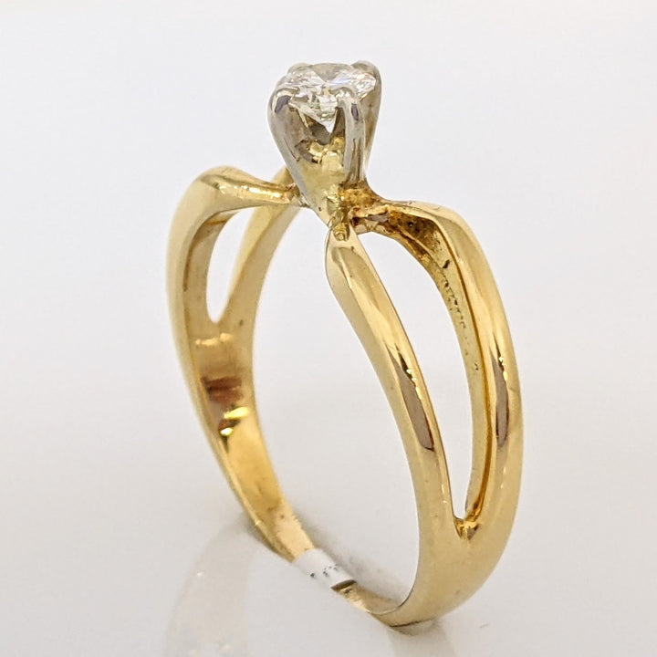 10K .16 CARAT TOTAL VS2 J DIAMOND ROUND SPLIT SHANK SOLITAIRE ESTATE RING 2.6 GRAMS