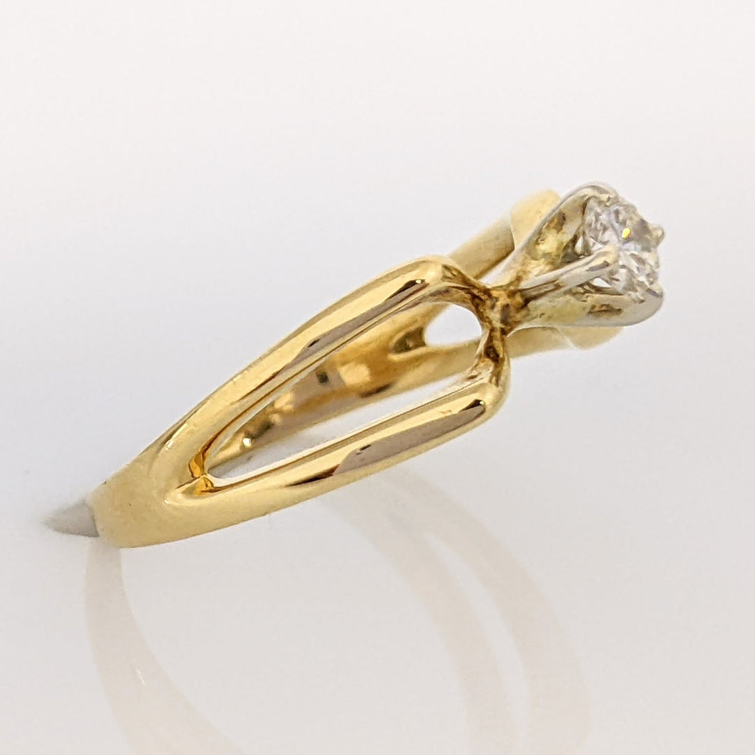 10K .16 CARAT TOTAL VS2 J DIAMOND ROUND SPLIT SHANK SOLITAIRE ESTATE RING 2.6 GRAMS