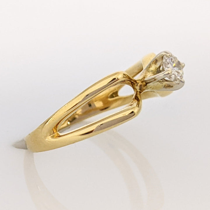 10K .16 CARAT TOTAL VS2 J DIAMOND ROUND SPLIT SHANK SOLITAIRE ESTATE RING 2.6 GRAMS