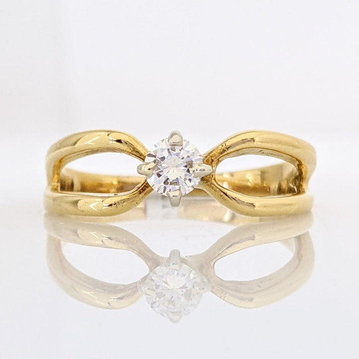 10K .16 CARAT TOTAL VS2 J DIAMOND ROUND SPLIT SHANK SOLITAIRE ESTATE RING 2.6 GRAMS