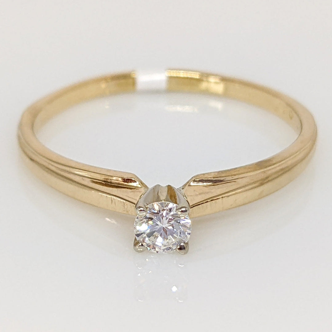 14K .15 CARAT TOTAL SI2 G DIAMOND ROUND SOLITAIRE ESTATE RING 2.1 GRAMS