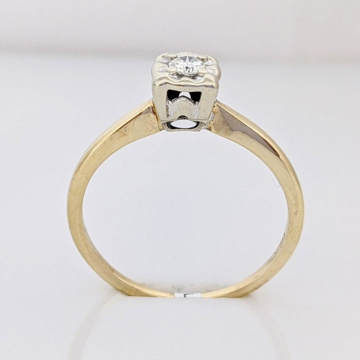 14K .10 CARAT TOTAL SI1 I ROUND DIAMOND ILLUSION HEAD SOLITAIRE ESTATE RING 2.0 GRAMS