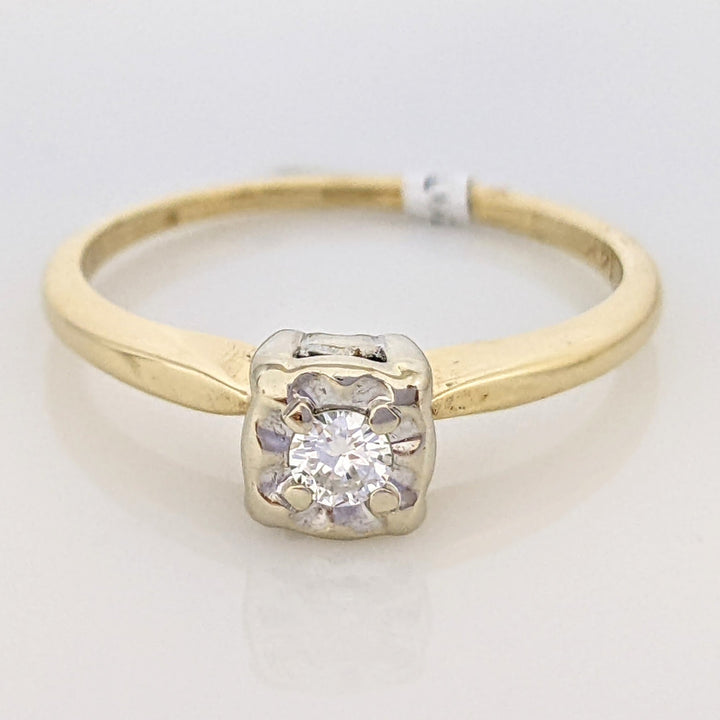 14K .10 CARAT TOTAL SI1 I ROUND DIAMOND ILLUSION HEAD SOLITAIRE ESTATE RING 2.0 GRAMS
