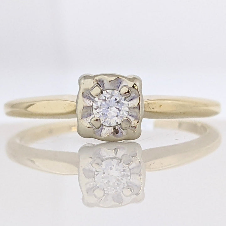 14K .10 CARAT TOTAL SI1 I ROUND DIAMOND ILLUSION HEAD SOLITAIRE ESTATE RING 2.0 GRAMS