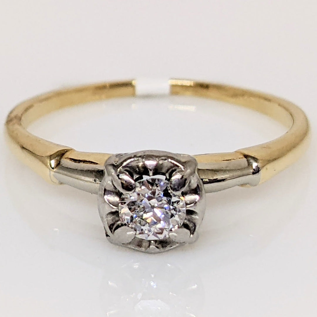 14K .18 CARAT TOTAL SI2 I DIAMOND ROUND ILLUSION HEAD SOLITAIRE ESTATE RING 2.1 GRAMS