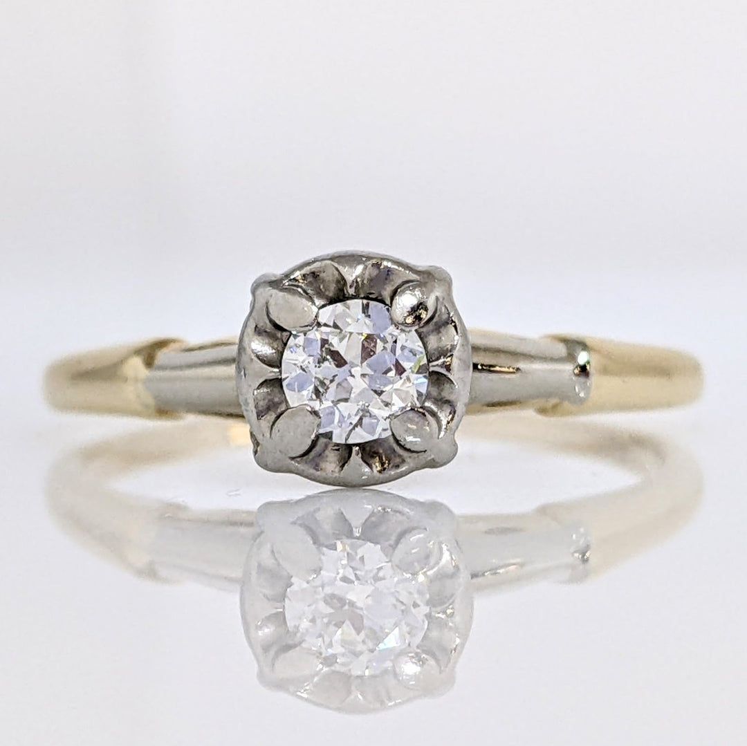 14K .18 CARAT TOTAL SI2 I DIAMOND ROUND ILLUSION HEAD SOLITAIRE ESTATE RING 2.1 GRAMS