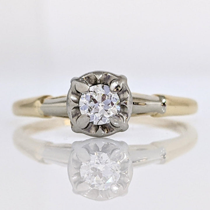 14K .18 CARAT TOTAL SI2 I DIAMOND ROUND ILLUSION HEAD SOLITAIRE ESTATE RING 2.1 GRAMS