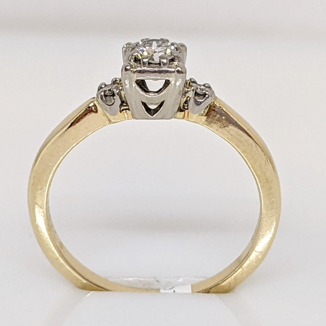 14K .11 CARAT TOTAL WEIGHT SI1 F DIAMOND ROUND (3) BOX TOP ESTATE RING 2.0 GRAMS