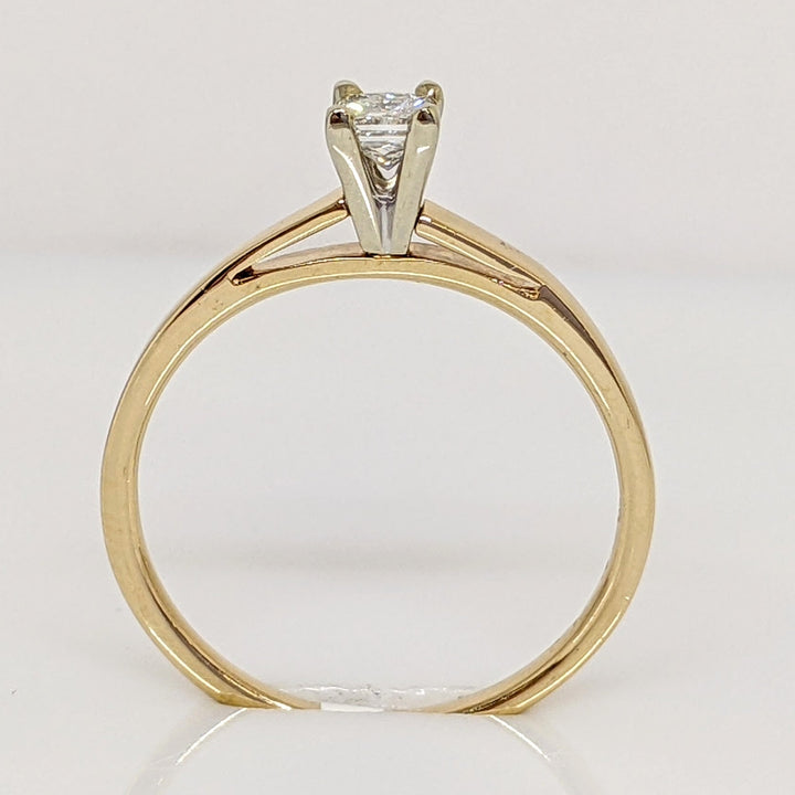 14K .15 CARAT TOTAL SI E-F DIAMOND PRINCESS CUT SOLITAIRE ESTATE RING 1.9 GRAMS