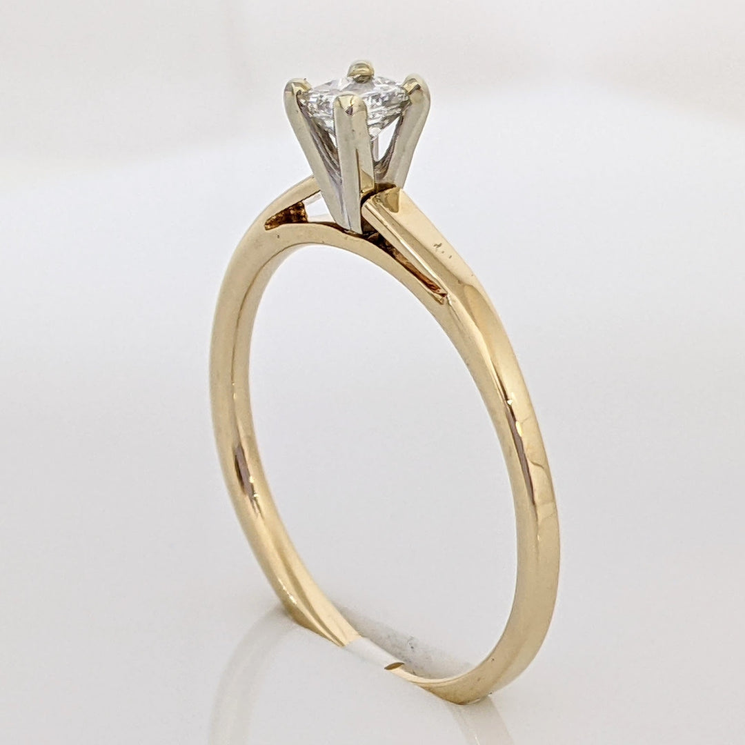 14K .15 CARAT TOTAL SI E-F DIAMOND PRINCESS CUT SOLITAIRE ESTATE RING 1.9 GRAMS