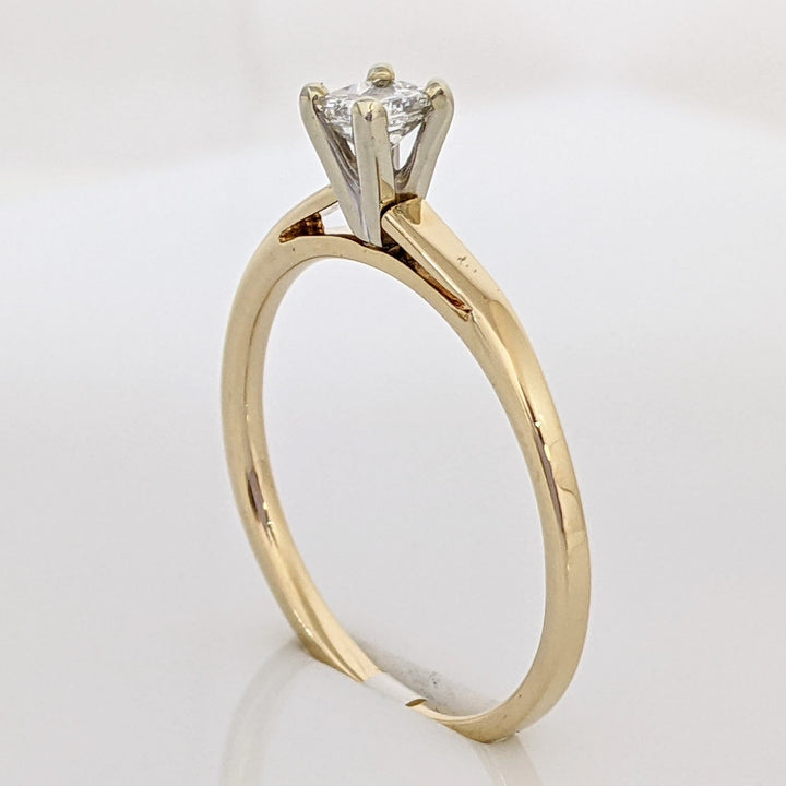 14K .15 CARAT TOTAL SI E-F DIAMOND PRINCESS CUT SOLITAIRE ESTATE RING 1.9 GRAMS