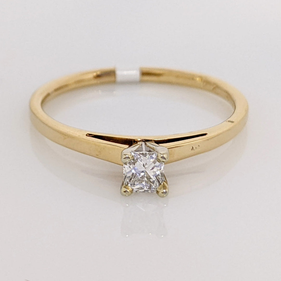 14K .15 CARAT TOTAL SI E-F DIAMOND PRINCESS CUT SOLITAIRE ESTATE RING 1.9 GRAMS