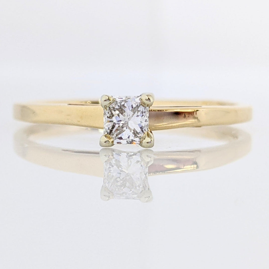 14K .15 CARAT TOTAL SI E-F DIAMOND PRINCESS CUT SOLITAIRE ESTATE RING 1.9 GRAMS
