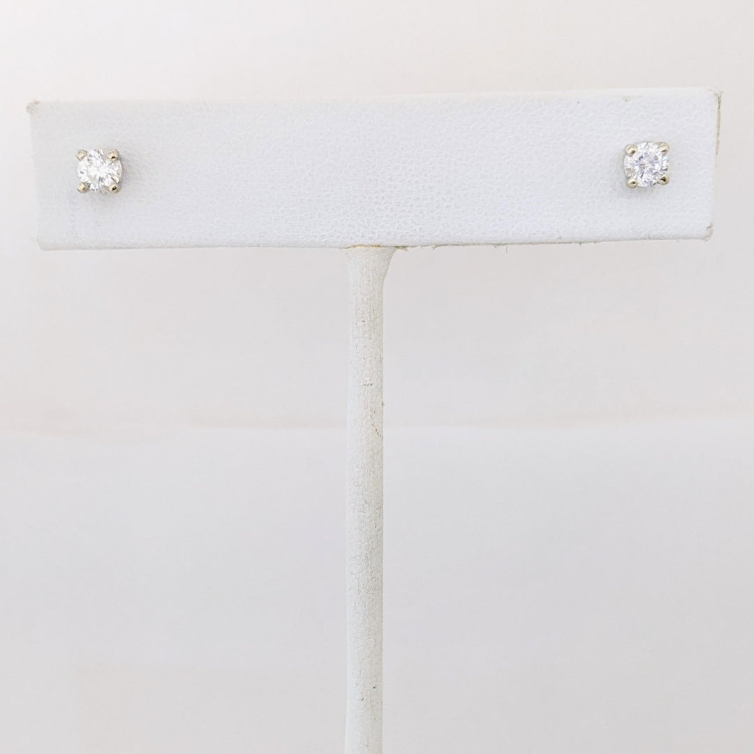 14K WHITE .44 CARAT TOTAL WEIGHT I1 F DIAMOND ROUND (2) ESTATE STUD EARRINGS 1.2 GRAMS