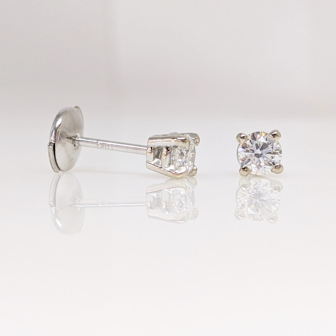 14K WHITE .44 CARAT TOTAL WEIGHT I1 F DIAMOND ROUND (2) ESTATE STUD EARRINGS 1.2 GRAMS