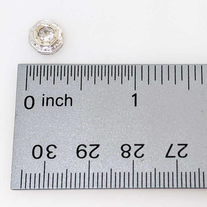 14K WHITE .35 CARAT TOTAL WEIGHT SI1 H DIAMOND ROUND (2) OCTAGON STUD EARRINGS 1.9 GRAMS