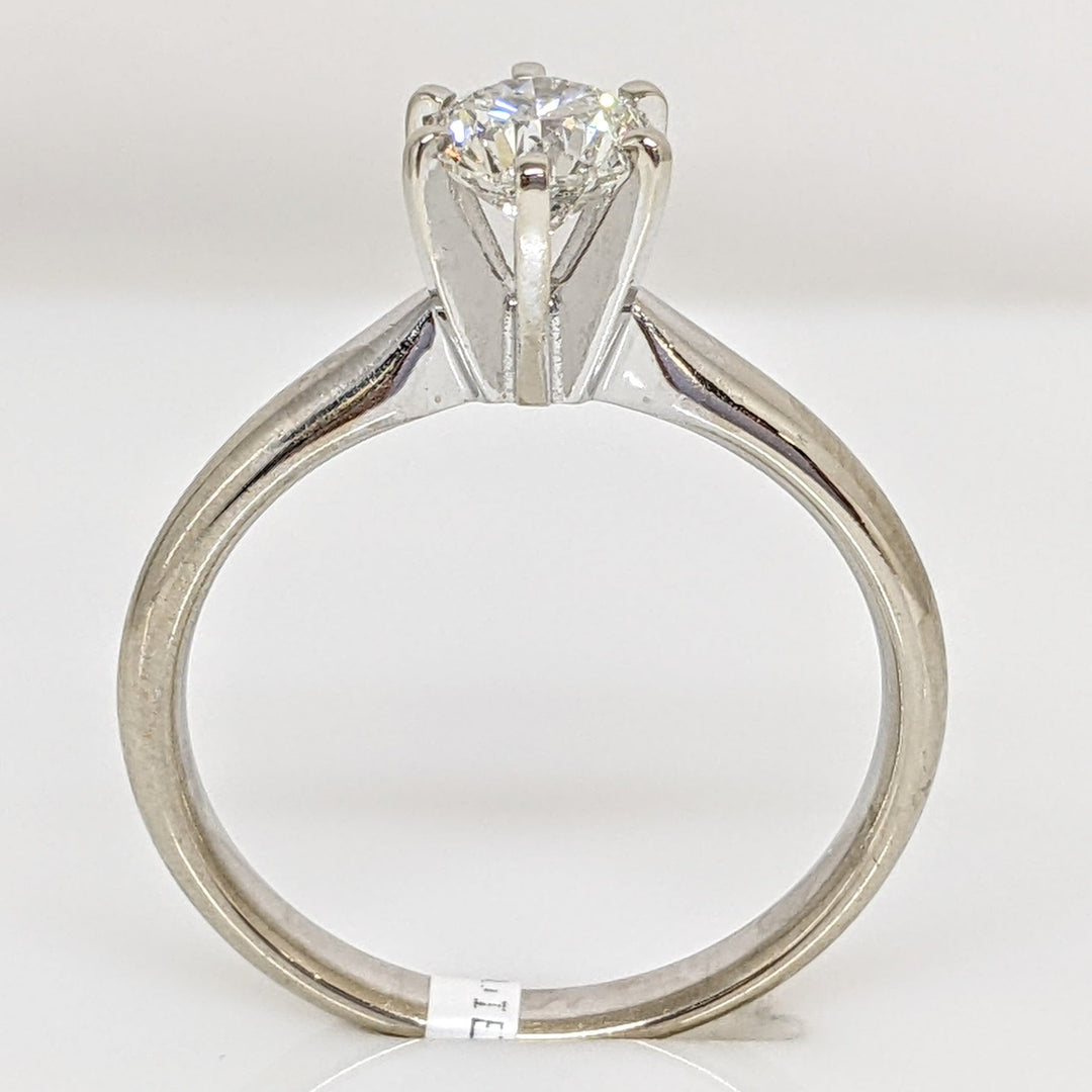 14K WHITE .70 CARAT TOTAL SI2 G DIAMOND ROUND ESTATE SOLITAIRE RING 3.2 GRAMS