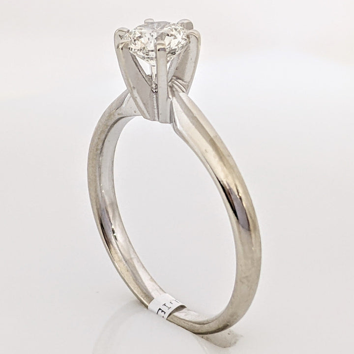 14K WHITE .70 CARAT TOTAL SI2 G DIAMOND ROUND ESTATE SOLITAIRE RING 3.2 GRAMS