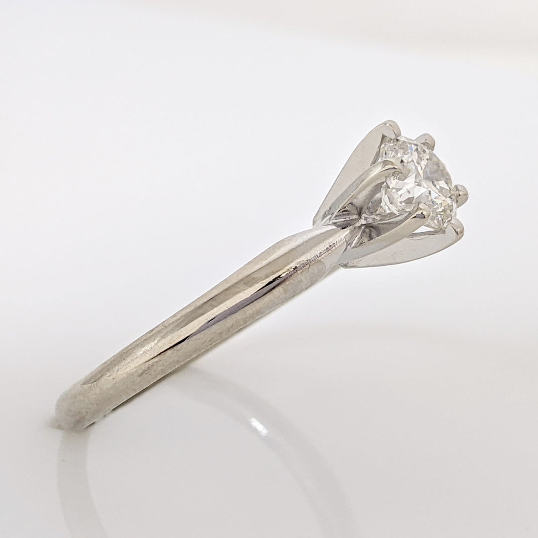 14K WHITE .70 CARAT TOTAL SI2 G DIAMOND ROUND ESTATE SOLITAIRE RING 3.2 GRAMS