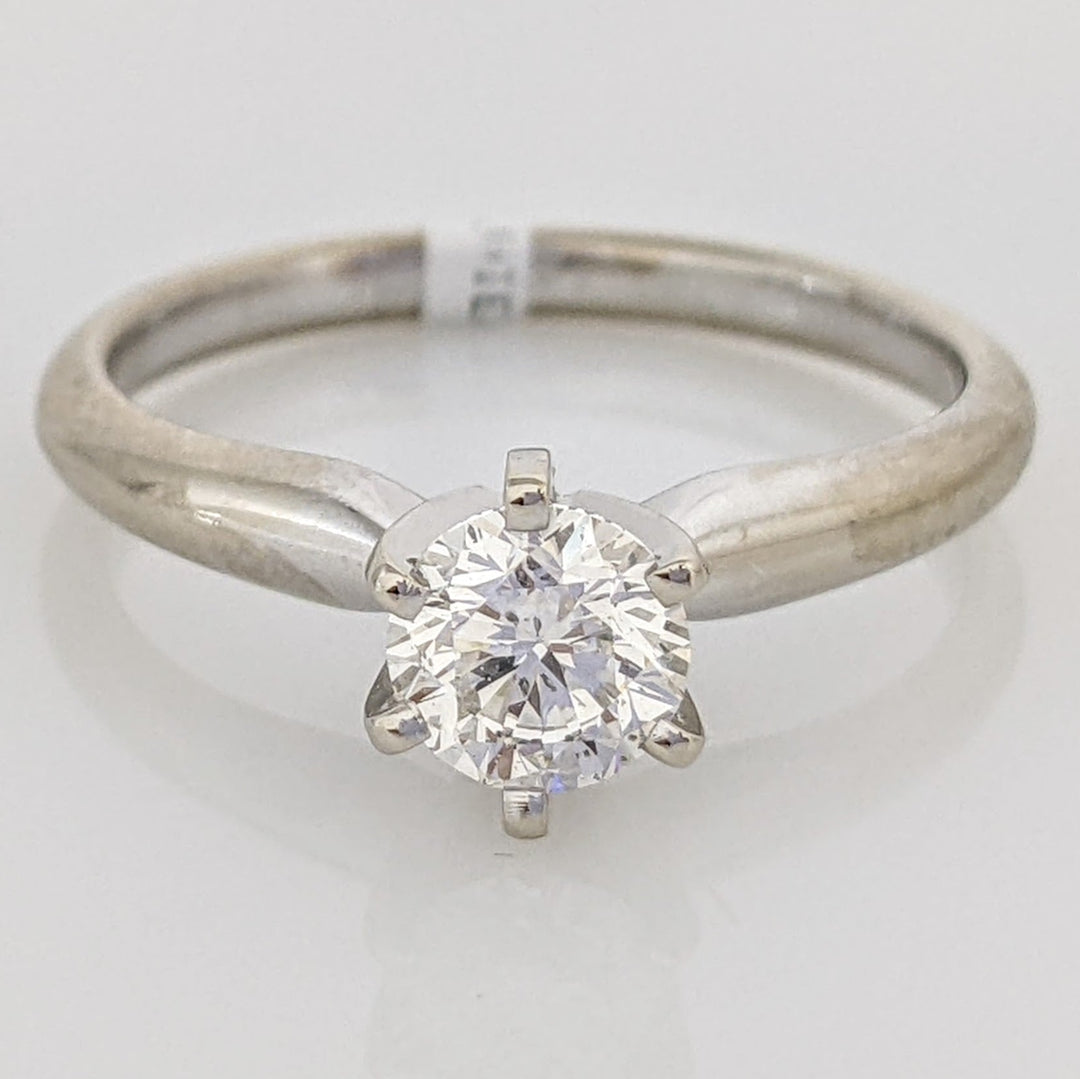14K WHITE .70 CARAT TOTAL SI2 G DIAMOND ROUND ESTATE SOLITAIRE RING 3.2 GRAMS
