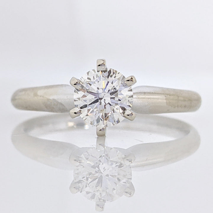 14K WHITE .70 CARAT TOTAL SI2 G DIAMOND ROUND ESTATE SOLITAIRE RING 3.2 GRAMS