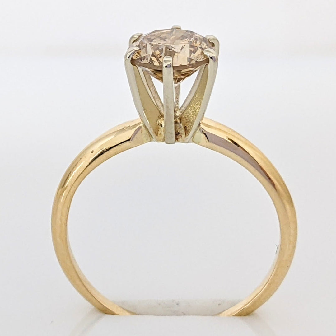 14K .80 CARAT TOTAL I2 CHAMPAGNE DIAMOND ROUND SOLITAIRE ESTATE RING 1.8 GRAMS