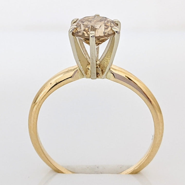 14K .80 CARAT TOTAL I2 CHAMPAGNE DIAMOND ROUND SOLITAIRE ESTATE RING 1.8 GRAMS