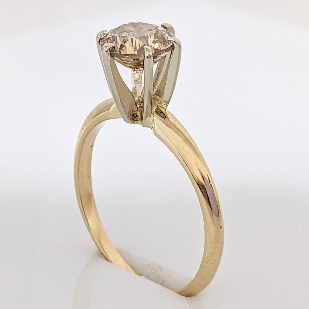 14K .80 CARAT TOTAL I2 CHAMPAGNE DIAMOND ROUND SOLITAIRE ESTATE RING 1.8 GRAMS